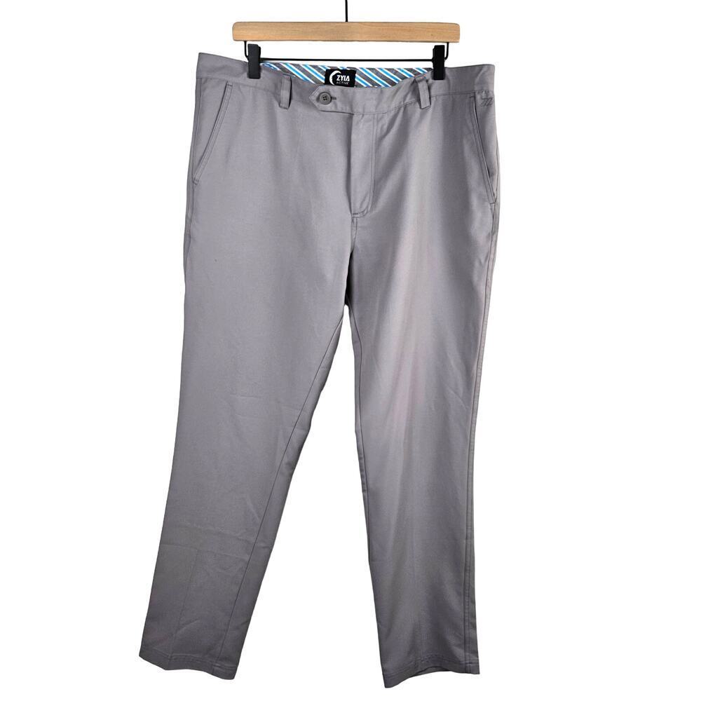 Zyia Active Trousers Men's L Grey Slim Leg Office‎ Chinos Pants